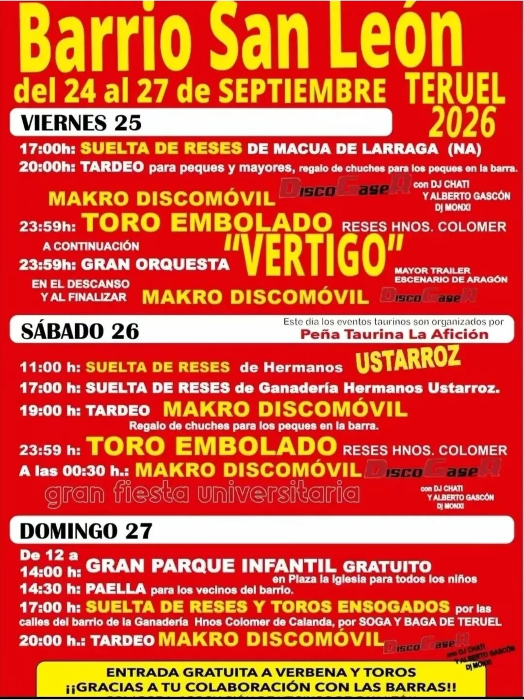 Cartel fiestas San León Teruel 2026