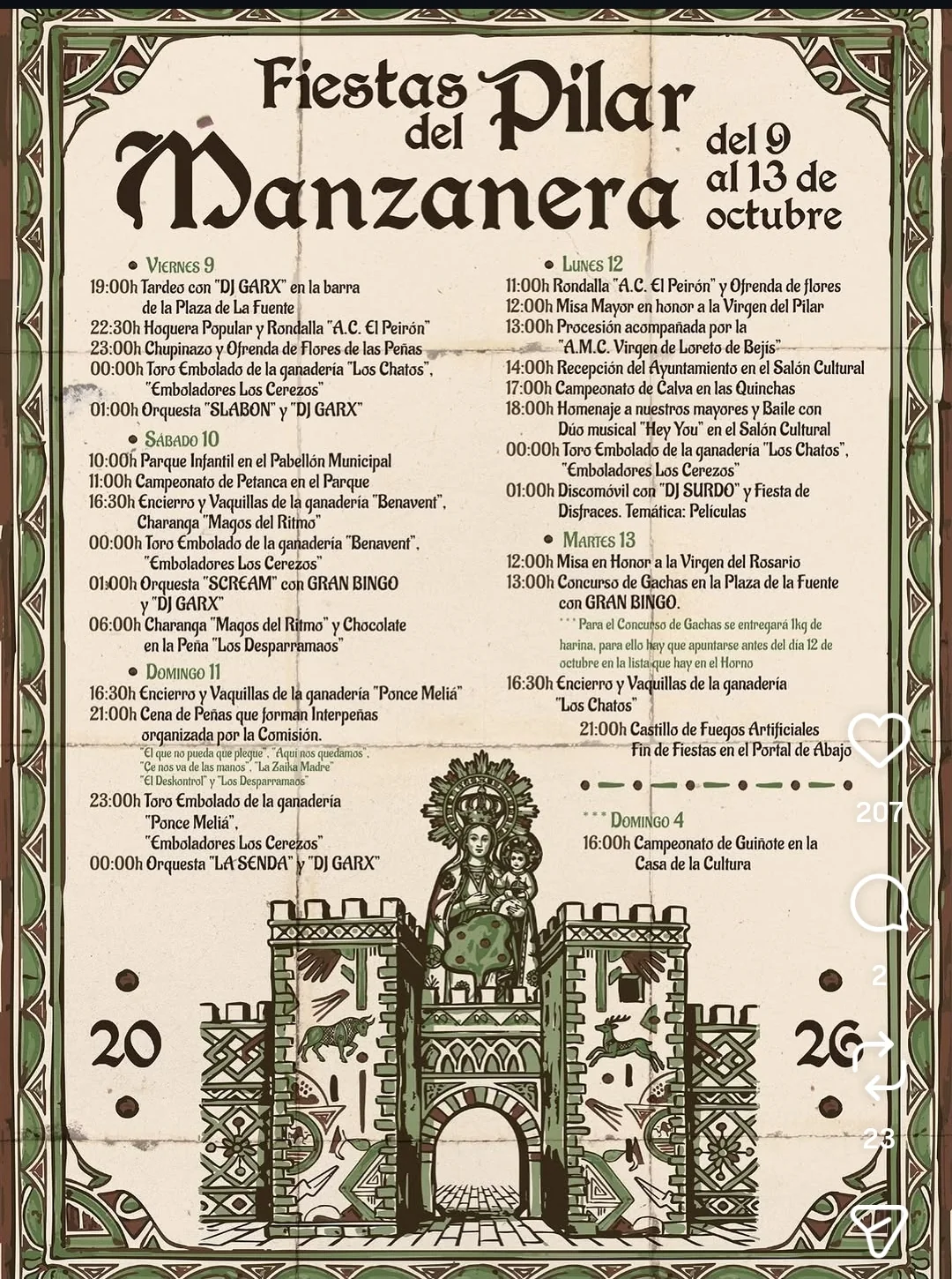 cartel fiestas pilar 2026 manzanera